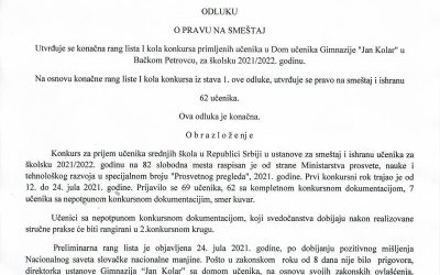 Zápis žiakov do žiackeho domova